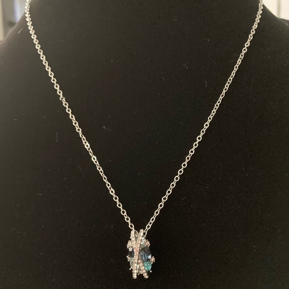 2/$35! Beautiful CZ sapphire and crystal necklace - Picture 2 of 2